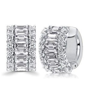 Earrings - Italo Emerald Cut Triple Row Hoop Earrings In Sterling Silver, Apparel & Accessories, Italo jewelry - Online Catalog