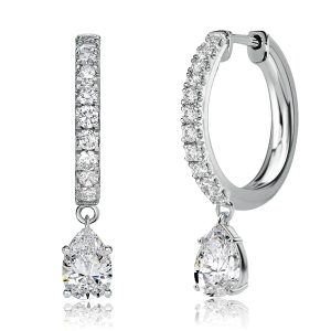 Earrings - Italo Pear Cut White Hoop Earrings Drop Earrings For Women, Apparel & Accessories, Italo jewelry - Online Catalog