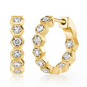 Earrings - Italo Round Cut Hoop Earrings Honeycomb Hoop For Women, Apparel & Accessories, Italo jewelry - Online Catalog