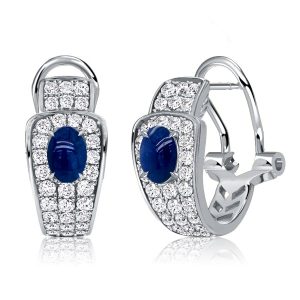 Earrings - Italo Oval Cut Blue Buckle Earrings Hoop Earrings In 925 Silver, Apparel & Accessories, Italo jewelry - Online Catalog