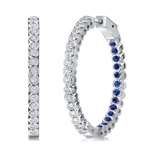 Earrings - Italo Blue & White Inside-Out Hoop Earrings In 925 Silver, Apparel & Accessories, Italo jewelry - Online Catalog