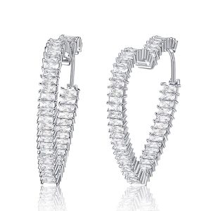 Earrings - Italo Heart Hoop Earrings In Sterling Silver, Apparel & Accessories, Italo jewelry - Online Catalog