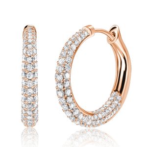 Earrings - Italo Pave Setting Chunky Hoop Earrings In 925 Silver, Apparel & Accessories, Italo jewelry - Online Catalog