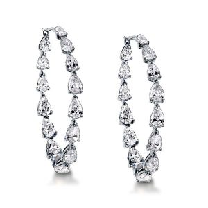 Earrings - Italo White Pear Cut Inside-Out Hoop Earrings For Women, Apparel & Accessories, Italo jewelry - Online Catalog