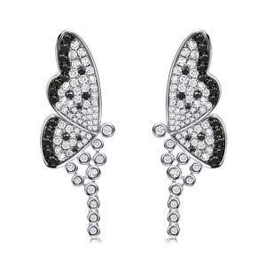 Earrings - Italo Black White Dancing Butterfly Earrings Chandelier Earrings, Apparel & Accessories, Italo jewelry - Online Catalog
