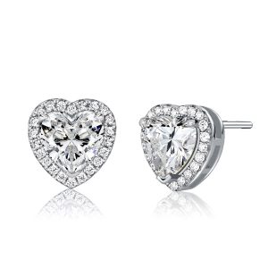 Earrings - Italo Heart Stud Earrings Halo Earrings For Women, Apparel & Accessories, Italo jewelry - Online Catalog