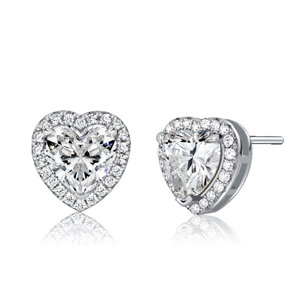 Earrings - Italo Heart Stud Earrings Halo Earrings For Women, Apparel & Accessories, Italo jewelry - Online Catalog