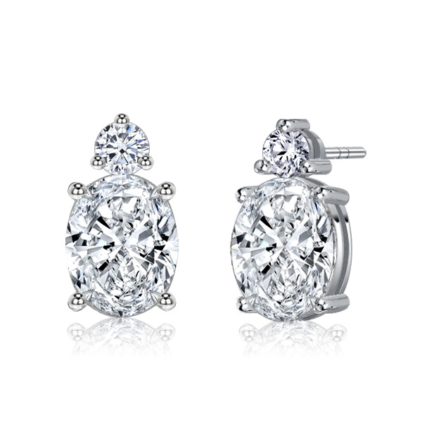 Earrings - Italo White Sapphire Oval Stud Earrings In 925 Silver, Apparel & Accessories, Italo jewelry - Online Catalog