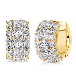 Earrings - Italo Golden Triple Row Cushion Cut Hoop Earrings For Women, Apparel & Accessories, Italo jewelry - Online Catalog