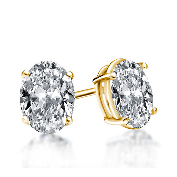 earrings - Italo Golden Oval Cut Stud Earrings Solitaire Earrings For Women, Italo jewelry - Online Catalog