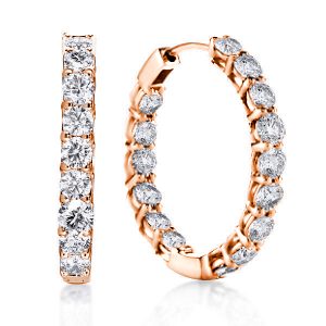 Earrings - Italo Rose Gold Inside-Out Round Cut Hoop Earrings For Women, Apparel & Accessories, Italo jewelry - Online Catalog