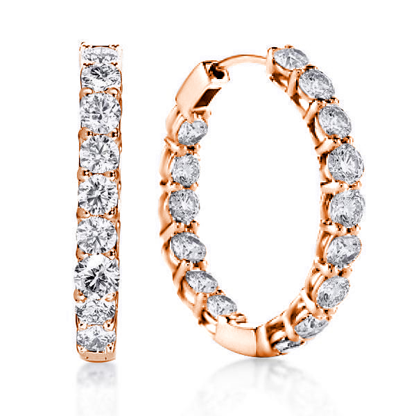 Earrings - Italo Rose Gold Inside-Out Round Cut Hoop Earrings For Women, Apparel & Accessories, Italo jewelry - Online Catalog