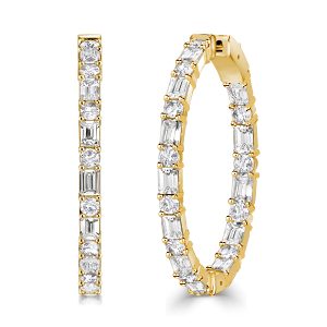 Earrings - Italo Golden Baguette Cut Hoop Earrings For Women, Apparel & Accessories, Italo jewelry - Online Catalog