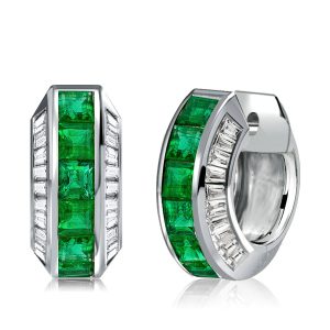 Earrings - Italo Emerald Hoop Earrings Emerald Earrings In Sterling Silver, Apparel & Accessories, Italo jewelry - Online Catalog