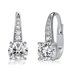Earrings - Italo Round Cut White Sapphire Pave Drop Earrings For Women, Apparel & Accessories, Italo jewelry - Online Catalog