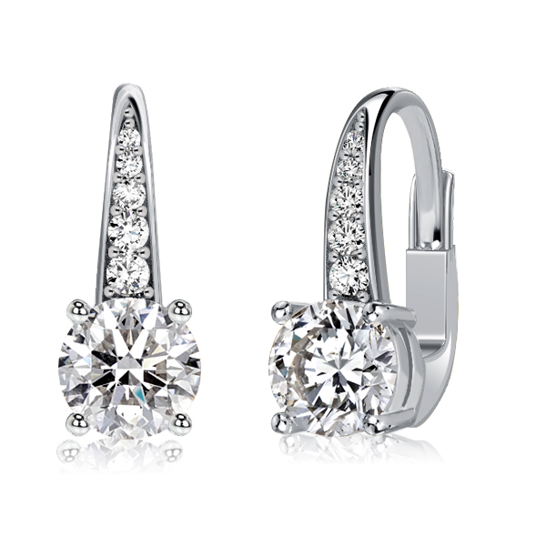 earrings - Italo Round Cut White Sapphire Pave Drop Earrings For Women, Italo jewelry - Online Catalog