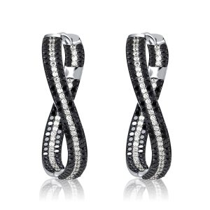 Earrings - Italo Pave Set Black Sapphire Twist Hoops Twisted Hoop Earrings, Apparel & Accessories, Italo jewelry - Online Catalog