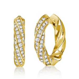 Earrings - Italo Pave Setting Recycled Hoop Earrings In Sterling Silver, Apparel & Accessories, Italo jewelry - Online Catalog