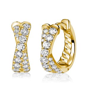 Earrings - Italo Pave Crossover Hoop Earrings In Sterling Silver, Apparel & Accessories, Italo jewelry - Online Catalog