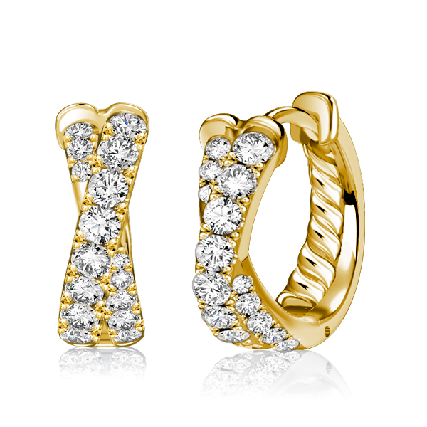earrings - Italo Pave Crossover Hoop Earrings In Sterling Silver, Italo jewelry - Online Catalog