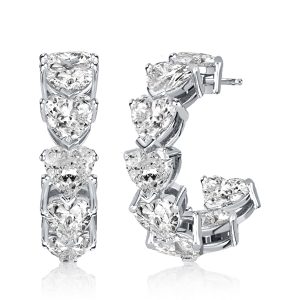 Earrings - Italo White Heart Hoop Earrings Heart Hoops For Women, Apparel & Accessories, Italo jewelry - Online Catalog