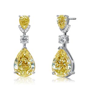 Earrings - Italo Yellow Topaz Pear Cut Drop Earrings In Sterling Silver, Apparel & Accessories, Italo jewelry - Online Catalog
