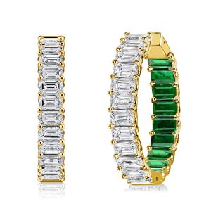 Earrings - Italo Inside-Out Emerald Cut Emerald Hoop Earrings For Women, Apparel & Accessories, Italo jewelry - Online Catalog