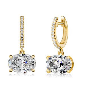 Earrings - Italo White Oval Cut Solitaire Hoop Earrings For Women, Apparel & Accessories, Italo jewelry - Online Catalog