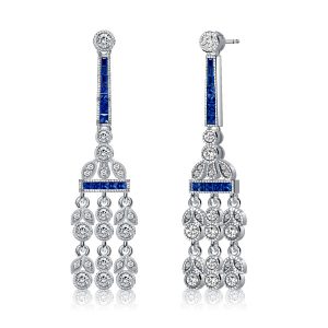 Earrings - Italo Blue & White Sapphire Drop Earrings Chandelier Earrings, Apparel & Accessories, Italo jewelry - Online Catalog