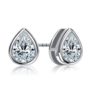 Earrings - Italo Bezel Setting Pear Cut Stud Earrings For Women, Apparel & Accessories, Italo jewelry - Online Catalog