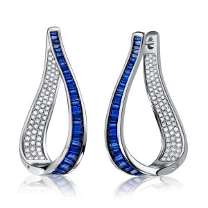 Earrings - Italo Teardrop Hoop Earrings White Sapphire Earrings, Apparel & Accessories, Italo jewelry - Online Catalog