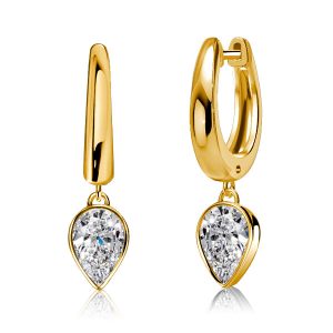 Earrings - Italo Pear Cut Hoop Earrings White Sapphire Earrings For Women, Apparel & Accessories, Italo jewelry - Online Catalog