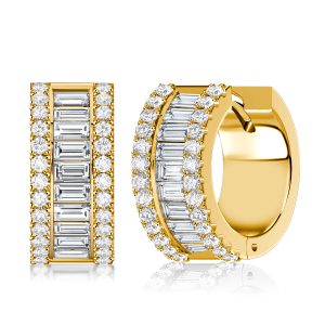 Earrings - Italo Baguette Cut Silver Hoop Earrings For Women, Apparel & Accessories, Italo jewelry - Online Catalog