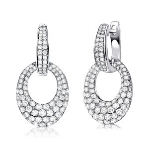 Earrings - Italo Paved Silver Hoop Earrings Unique Day Night Earrings, Apparel & Accessories, Italo jewelry - Online Catalog