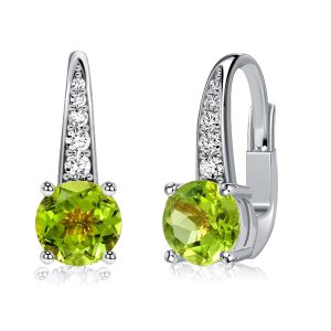 Earrings - Italo Round Cut Peridot Silver Hoop Earrings For Women, Apparel & Accessories, Italo jewelry - Online Catalog
