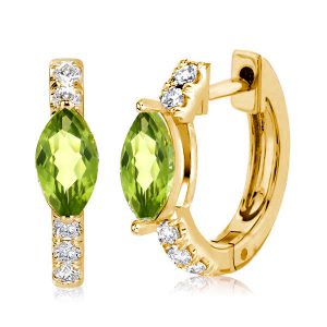 Earrings - Italo Marquise Cut Peridot Silver Hoop Earrings For Women, Apparel & Accessories, Italo jewelry - Online Catalog