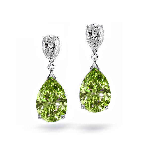 Earrings - Italo Peridot Pear Shaped Drop Earrings In Sterling Silver, Apparel & Accessories, Italo jewelry - Online Catalog