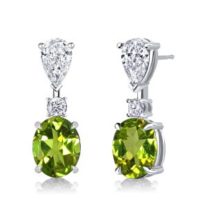 Earrings - Italo Peridot Oval Cut Drop Earrings For Women, Apparel & Accessories, Italo jewelry - Online Catalog