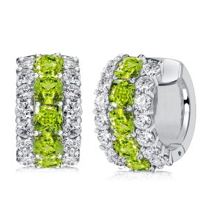 Earrings - Italo Cushion Cut Peridot Silver Hoop Earrings For Women, Apparel & Accessories, Italo jewelry - Online Catalog