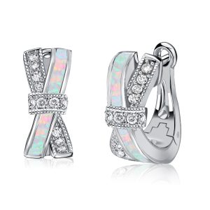 Earrings - Italo Opal Knot Design Silver Hoop Earrings Opal Jewelry, Apparel & Accessories, Italo jewelry - Online Catalog