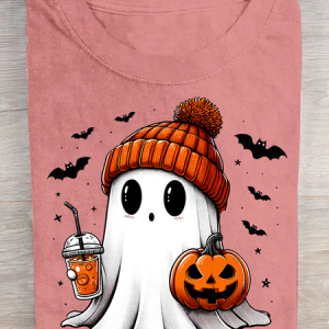 Cute ghost Halloween Cotton T-shirt, T-shirts, Lilicloth.com