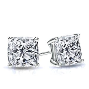 earrings - Italo Classic Cushion Created White Sapphire Stud Earrings, Italo jewelry - Online Catalog
