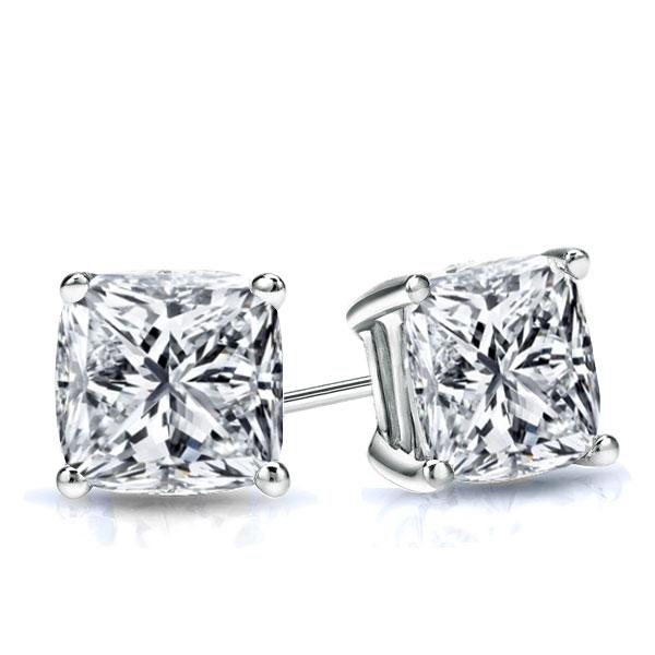 earrings - Italo Classic Cushion Created White Sapphire Stud Earrings, Italo jewelry - Online Catalog
