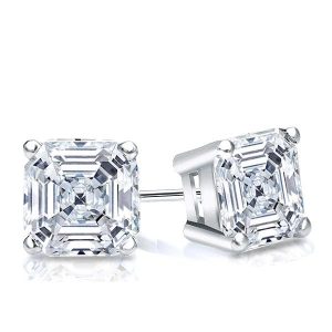 earrings - Italo Classic Asscher Created White Sapphire Stud Earrings, Italo jewelry - Online Catalog