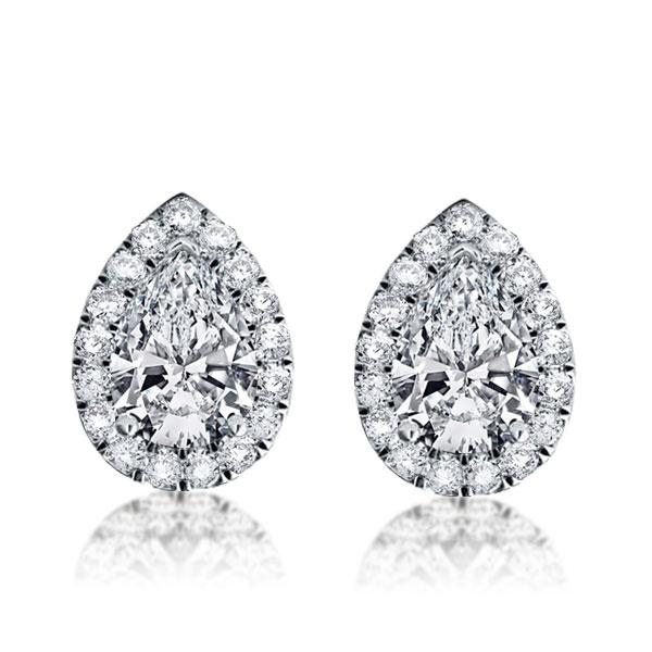 Earrings - Italo Halo Pear Created White Sapphire Stud Earrings, Apparel & Accessories, Italo jewelry - Online Catalog