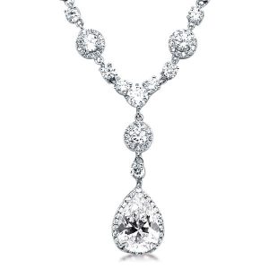 Necklaces - Fashion Halo Pear & Round Pendant Necklace, Apparel & Accessories, Italo jewelry - Online Catalog