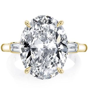classic engagement rings - Golden Oval Three Stone Engagement Ring, Italo jewelry - Online Catalog