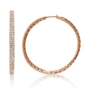 Earrings - Rose Gold Round Cut Hoop Earrings, Apparel & Accessories, Italo jewelry - Online Catalog