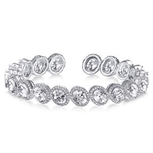 Bracelets - Halo Oval Cut Fashion Cuff Bracelet, Apparel & Accessories, Italo jewelry - Online Catalog