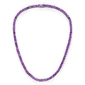 necklaces - Classic Round Cut Amethyst Tennis Necklace For Women, Italo jewelry - Online Catalog